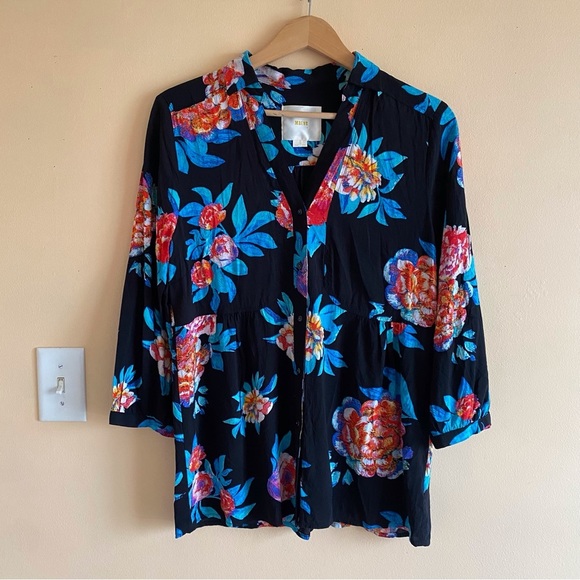 Anthropologie Maeve Woman Size 12 Woodland Walk Button Front Floral Blouse - Picture 12 of 12